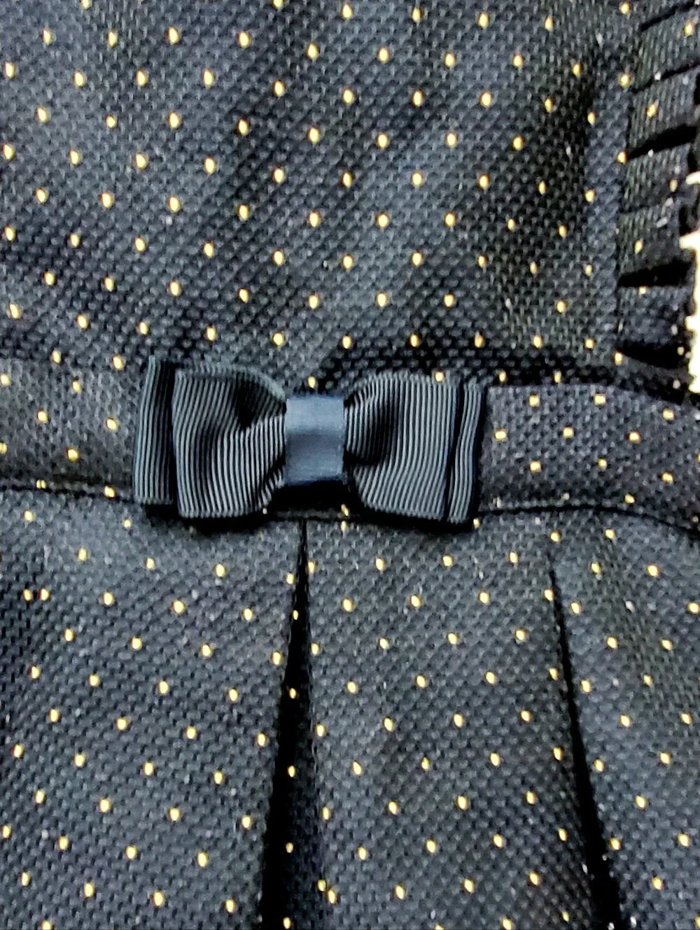Ted Baker Scuba Navy Gold Mini Polka Dot Pinafore Dress with Bow Size 12 -18 Mos